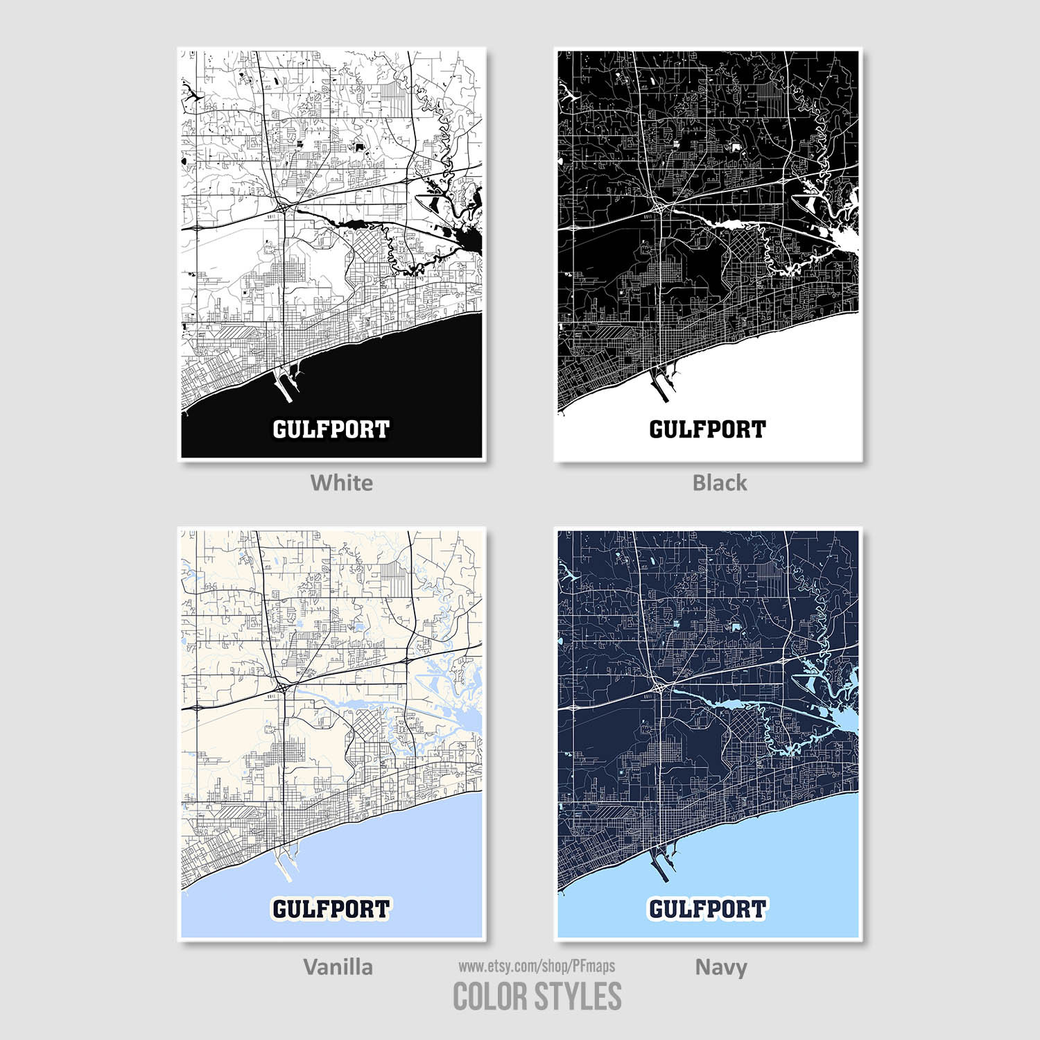 Gulfport Map Print Gulfport City Map Mississippi MS USA Map Etsy