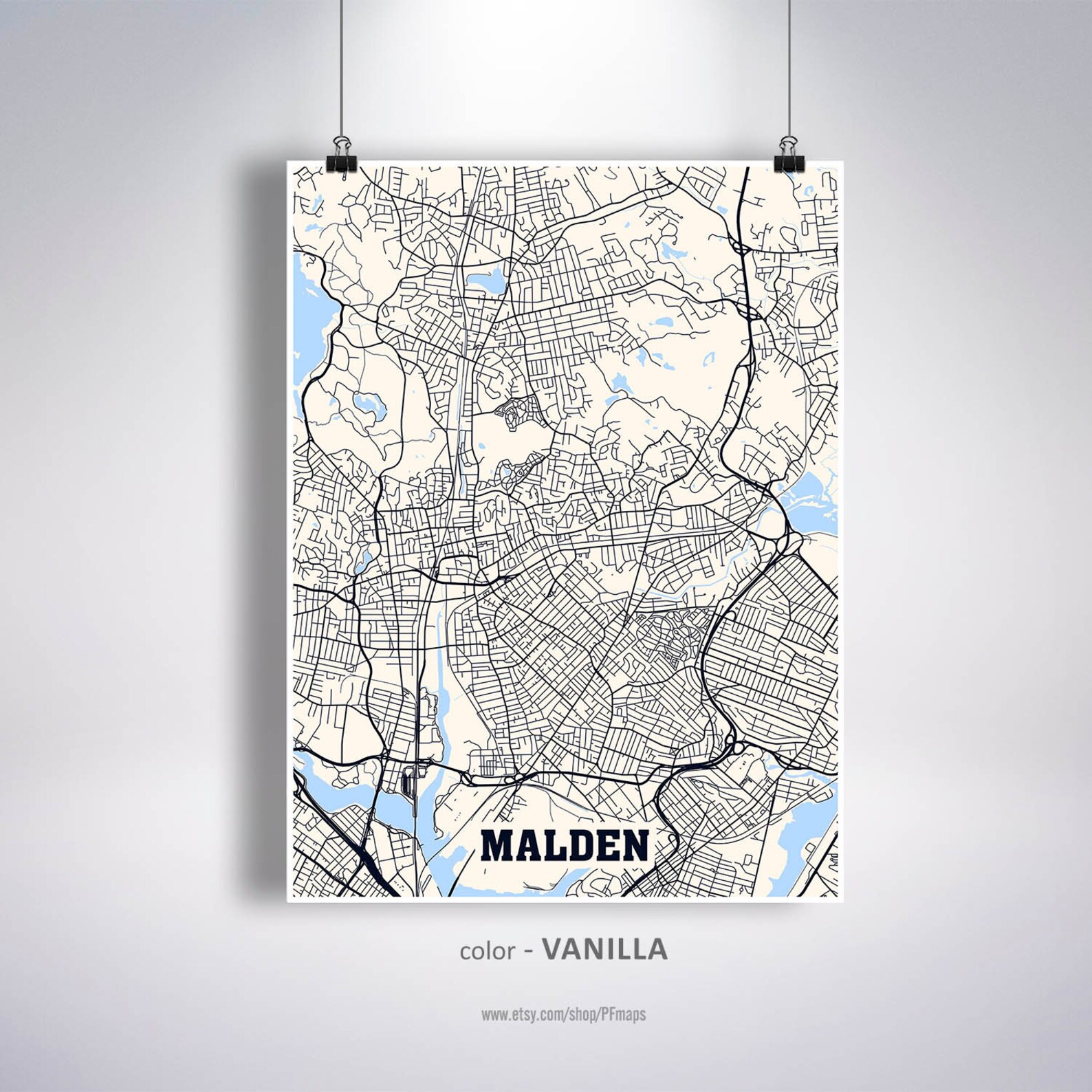 Malden Map Print Malden City Map Massachusetts MA USA Map Etsy