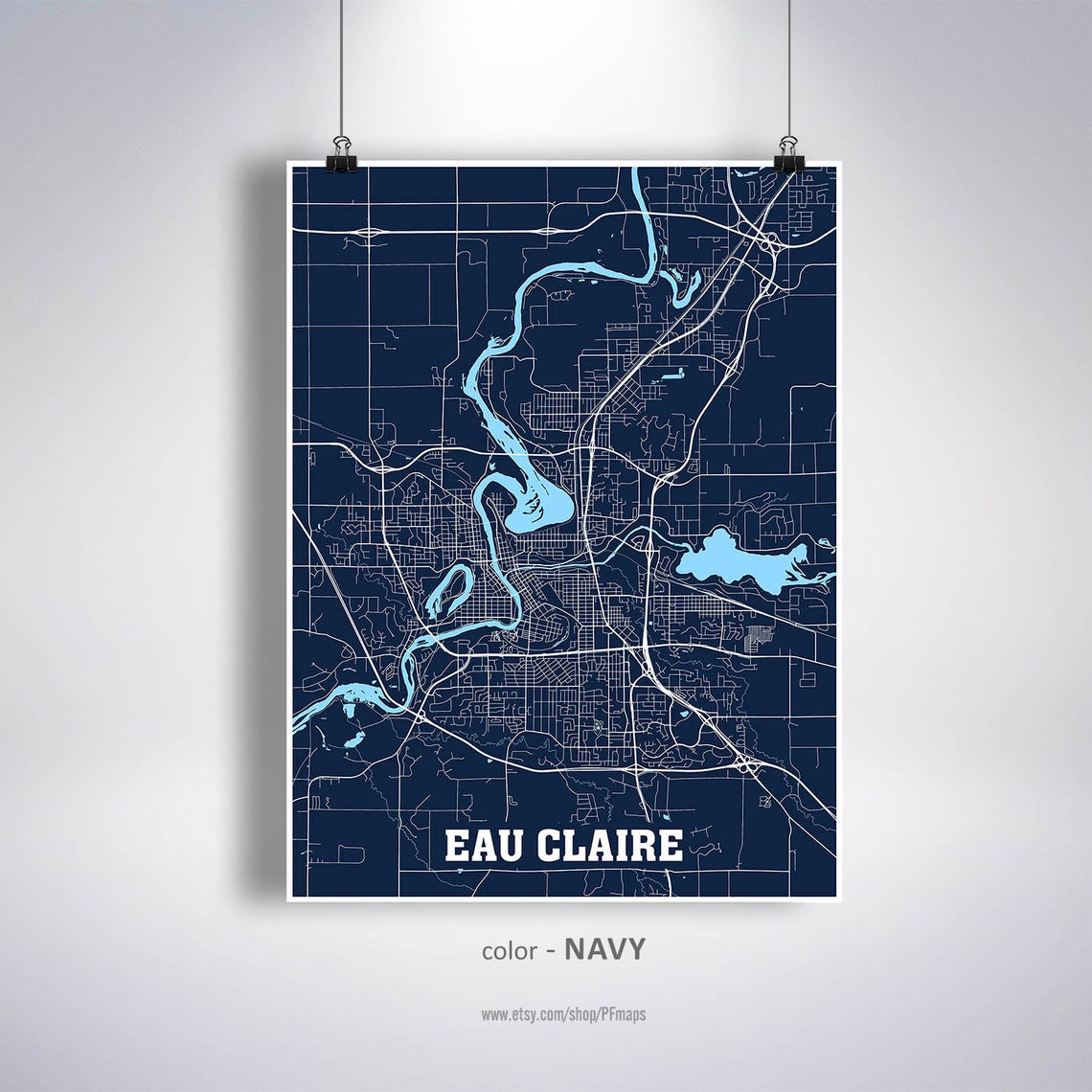 Eau Claire Map Print Eau Claire City Map Wisconsin WI USA Etsy