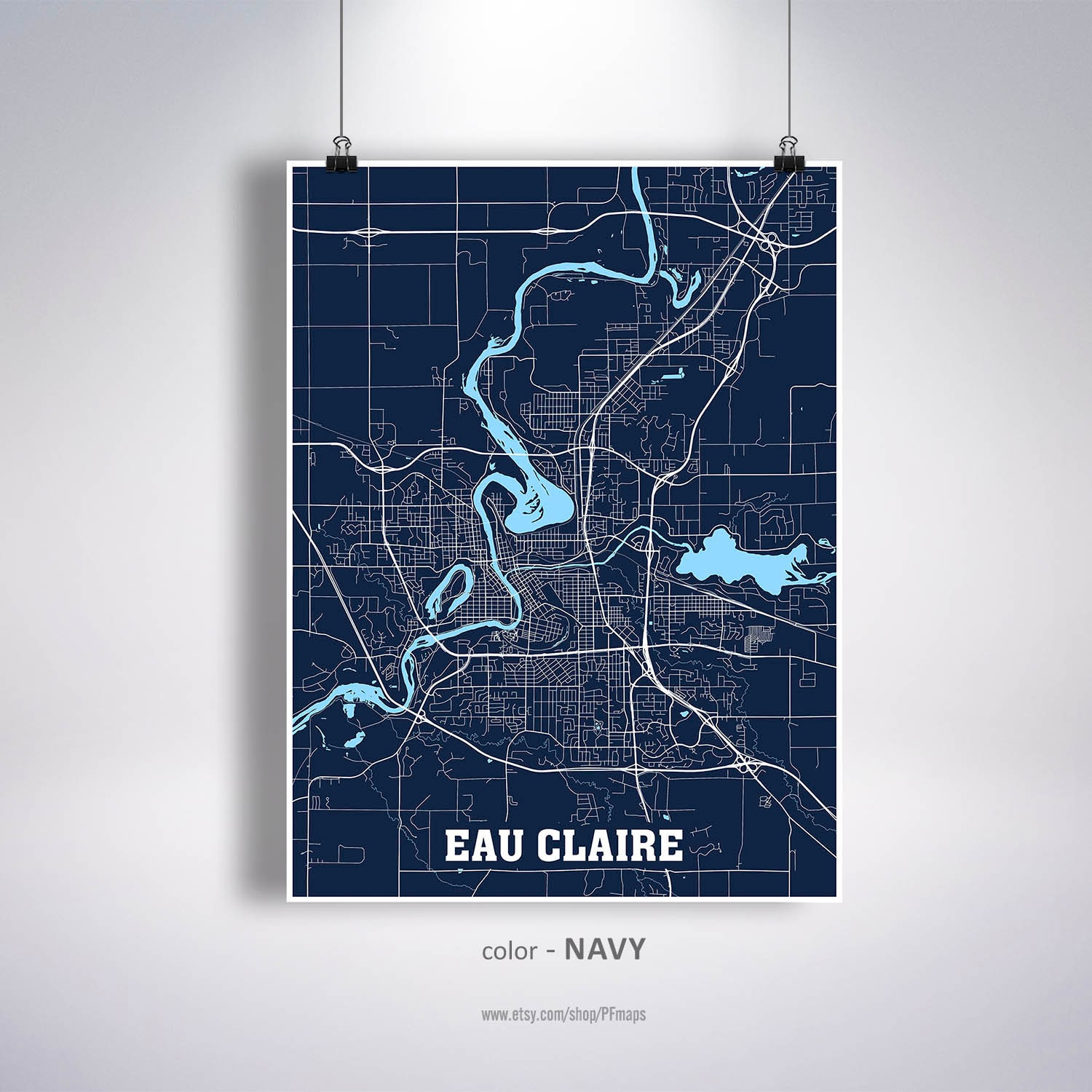 Eau Claire Map Print Eau Claire City Map Wisconsin WI USA Etsy