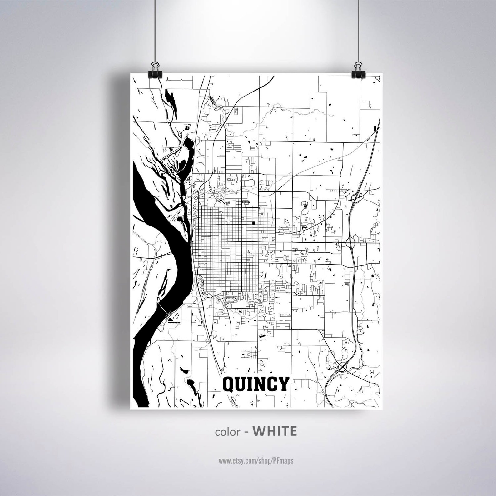 Quincy Map Print Quincy City Map Illinois IL USA Map Poster Etsy