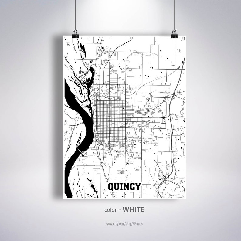 Quincy Map Print Quincy City Map Illinois IL USA Map Poster Etsy