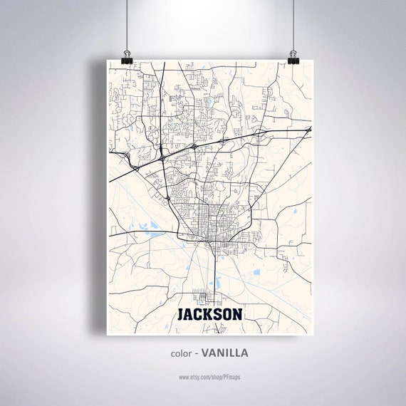 Jackson Map Print Jackson City Map Tennessee TN USA Map Etsy