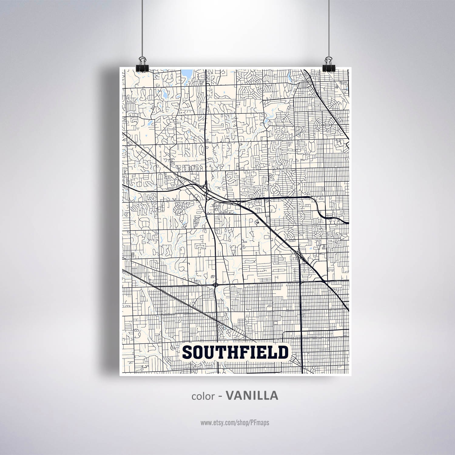Southfield Map Print Southfield City Map Michigan MI USA Map  Etsy