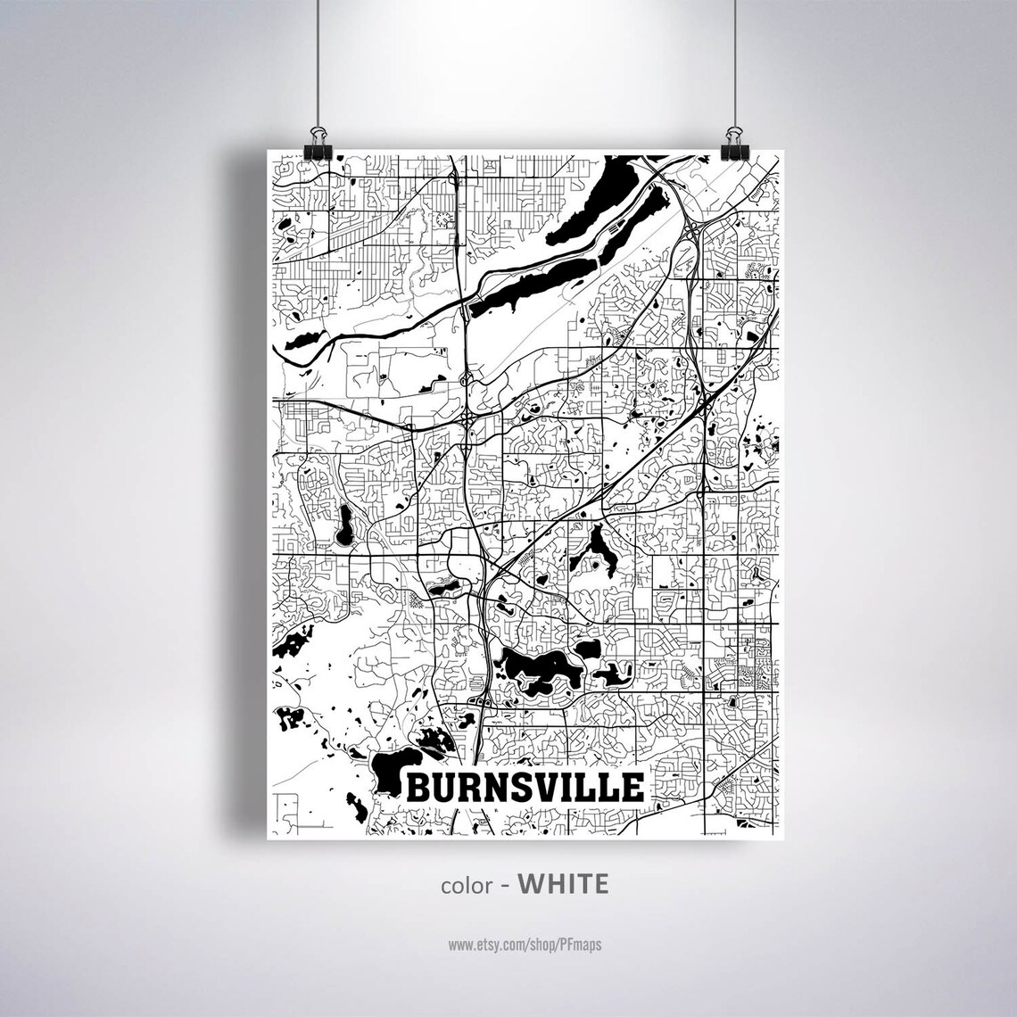 Burnsville Map Print Burnsville City Map Minnesota MN USA Etsy