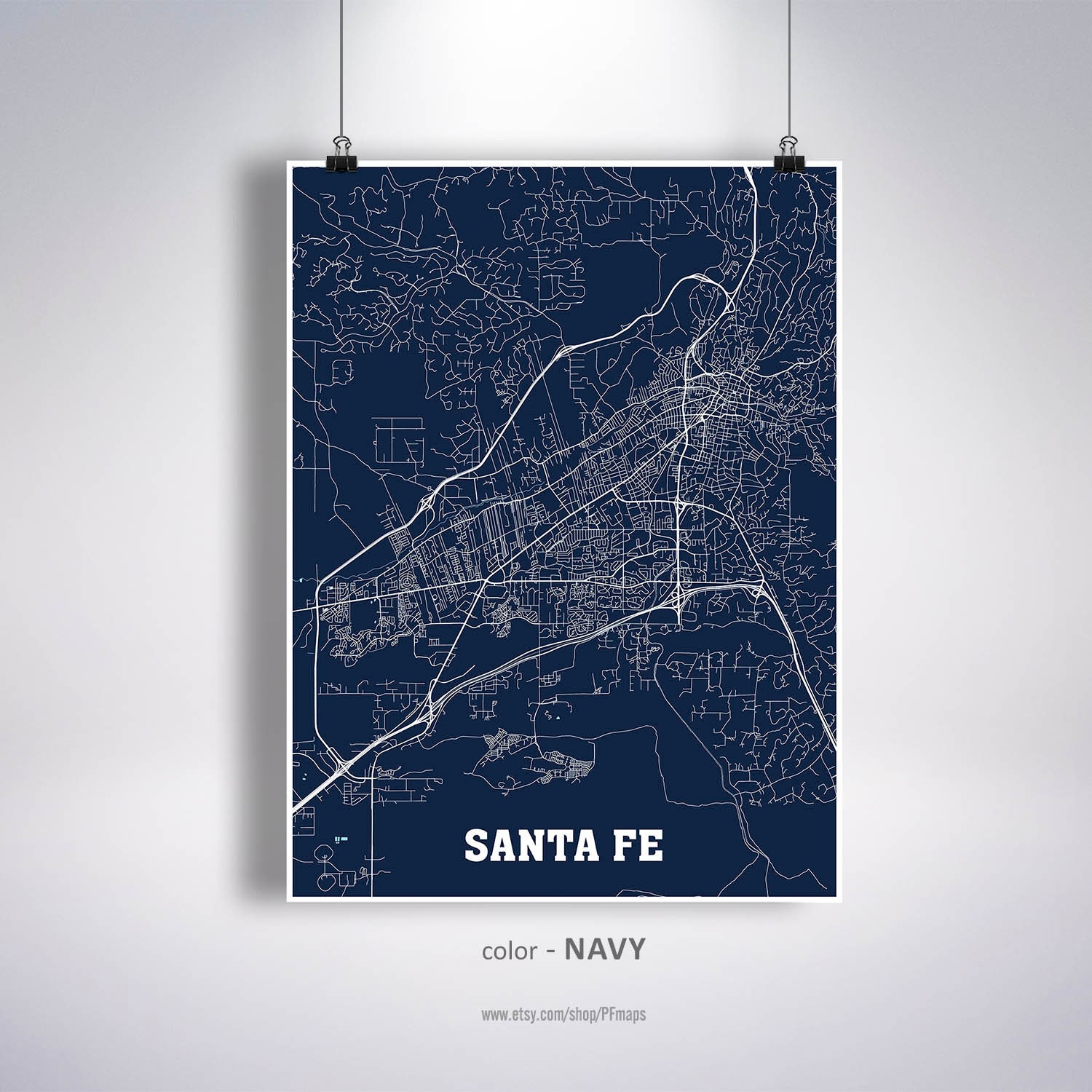 Santa Fe Map Print Santa Fe City Map New Mexico NM USA Map | Etsy