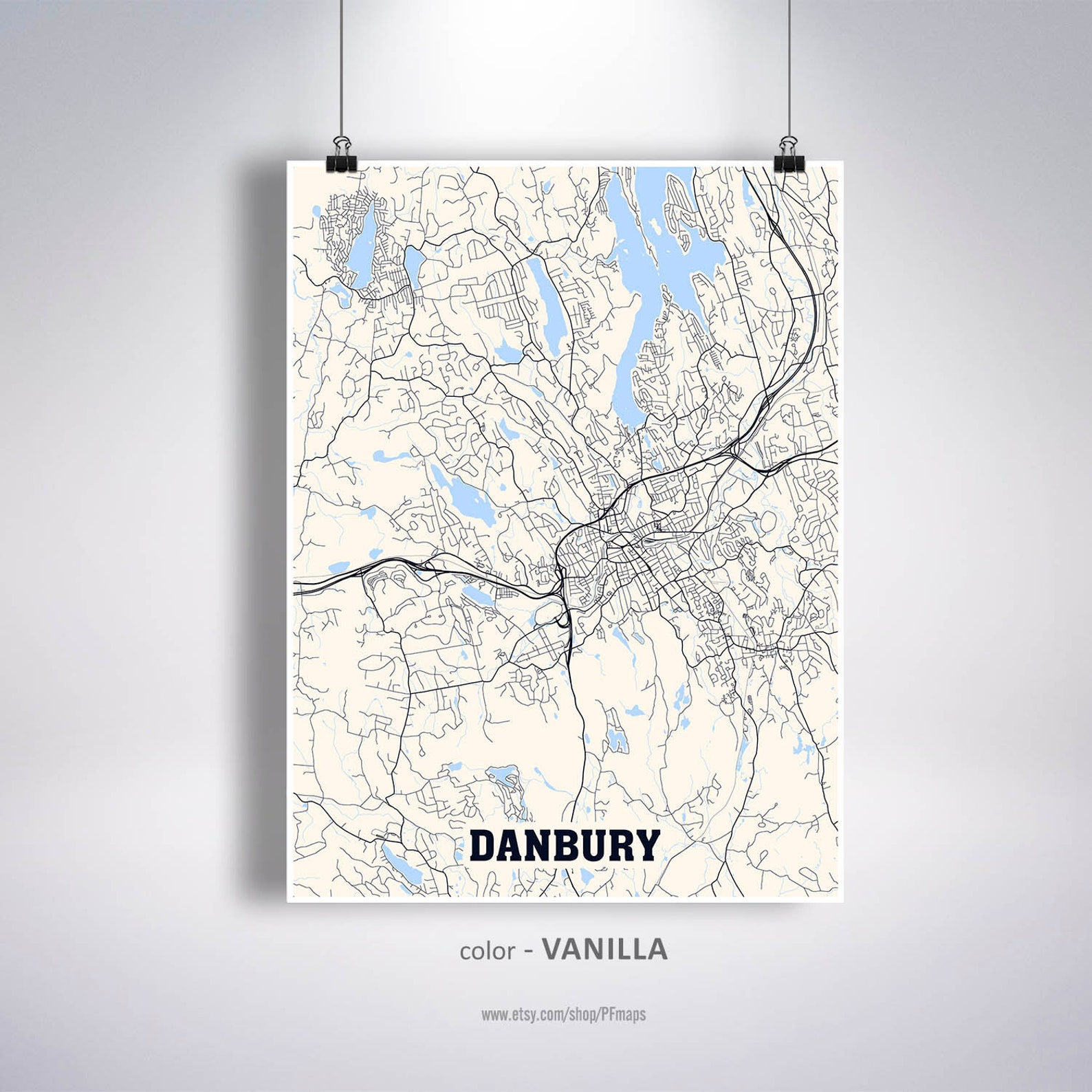 Danbury Map Print Danbury City Map Connecticut CT USA Map - Etsy