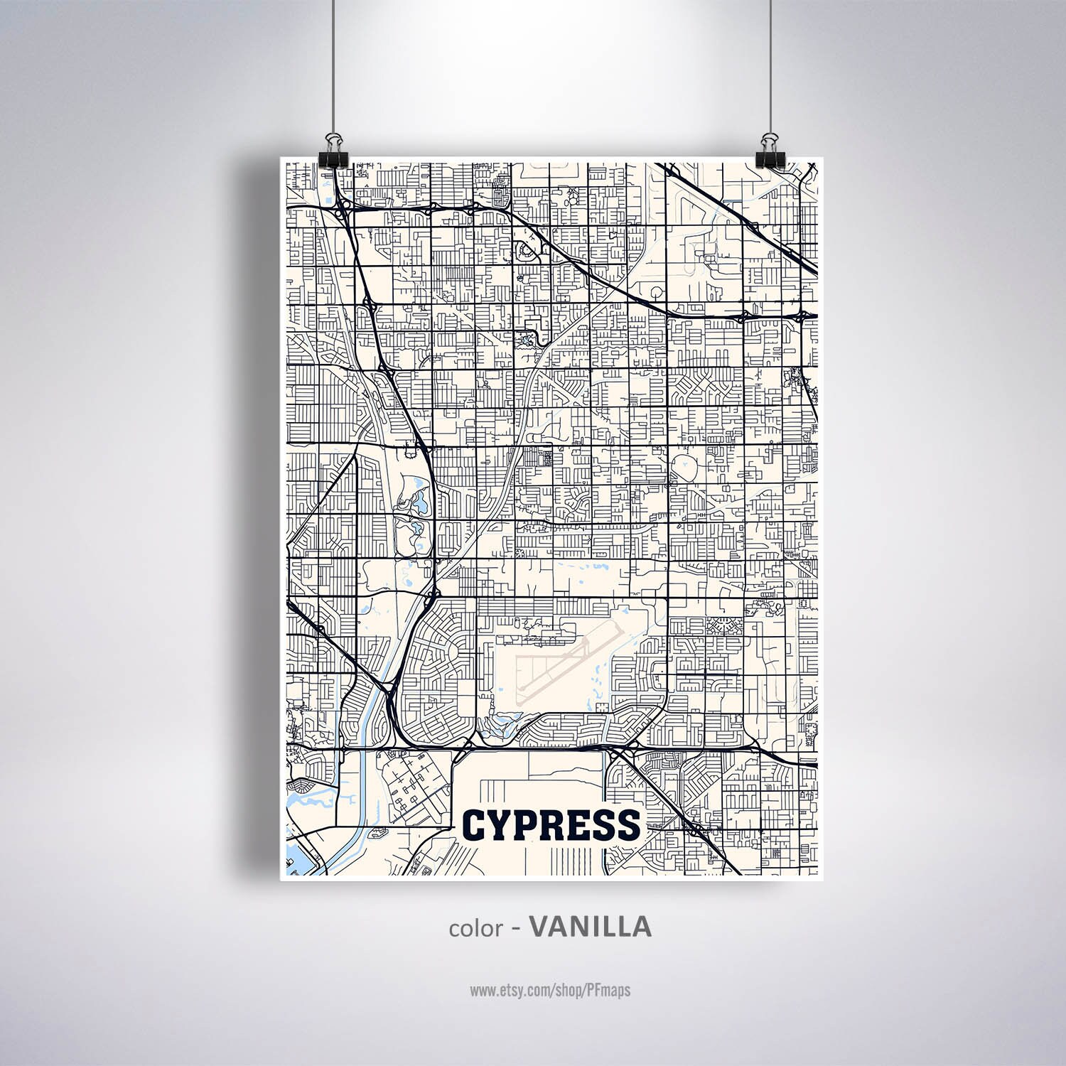 Cypress Map Print Cypress City Map California CA USA Map  Etsy