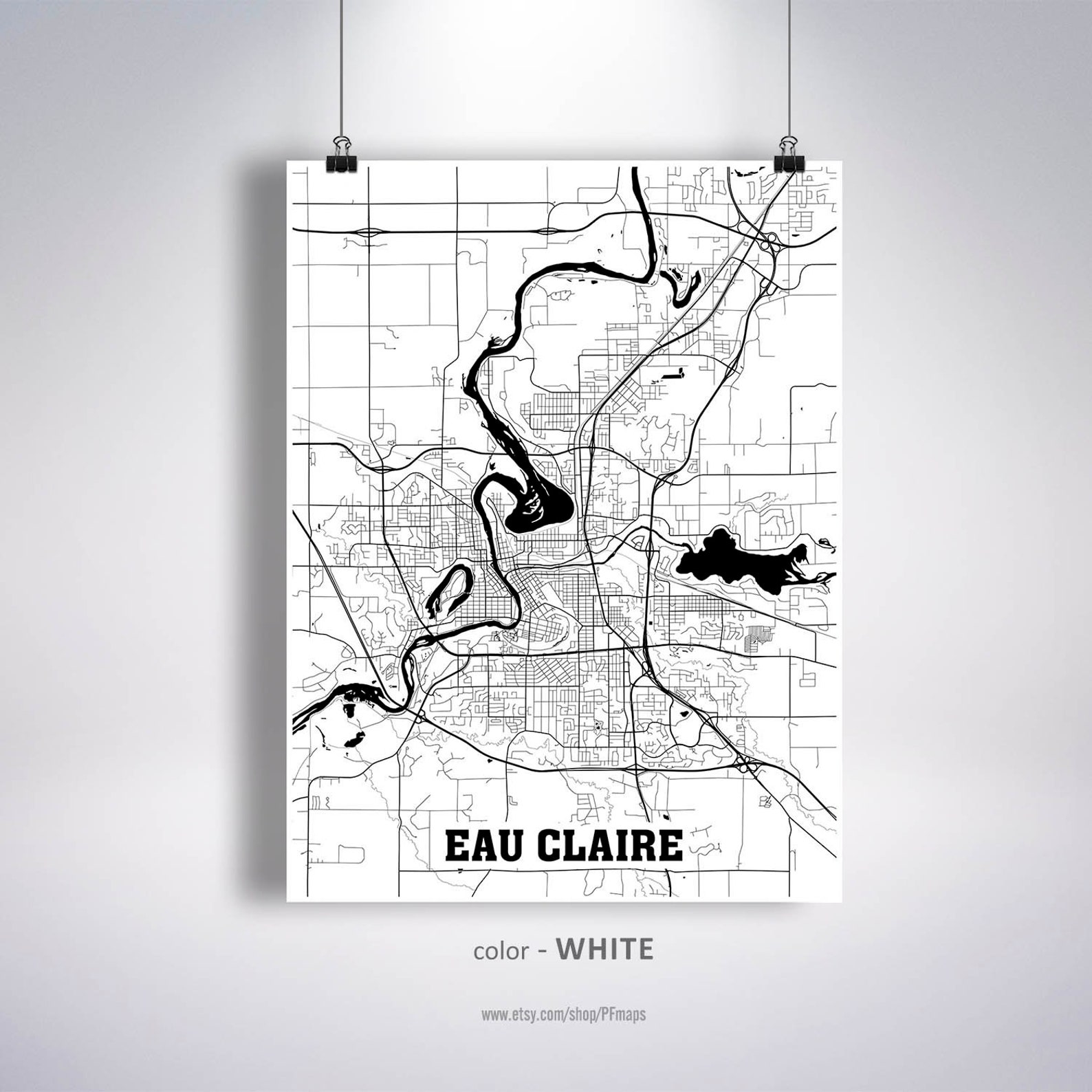 Eau Claire Map Print Eau Claire City Map Wisconsin WI USA Etsy