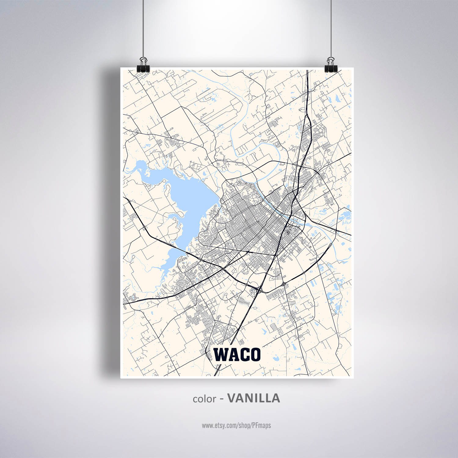 Waco Map Print Waco City Map Texas TX USA Map Poster Waco | Etsy