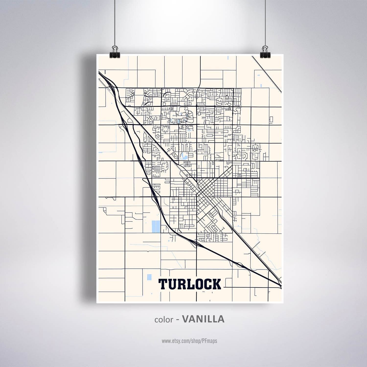 Turlock Map Print Turlock City Map California CA USA Map  Etsy