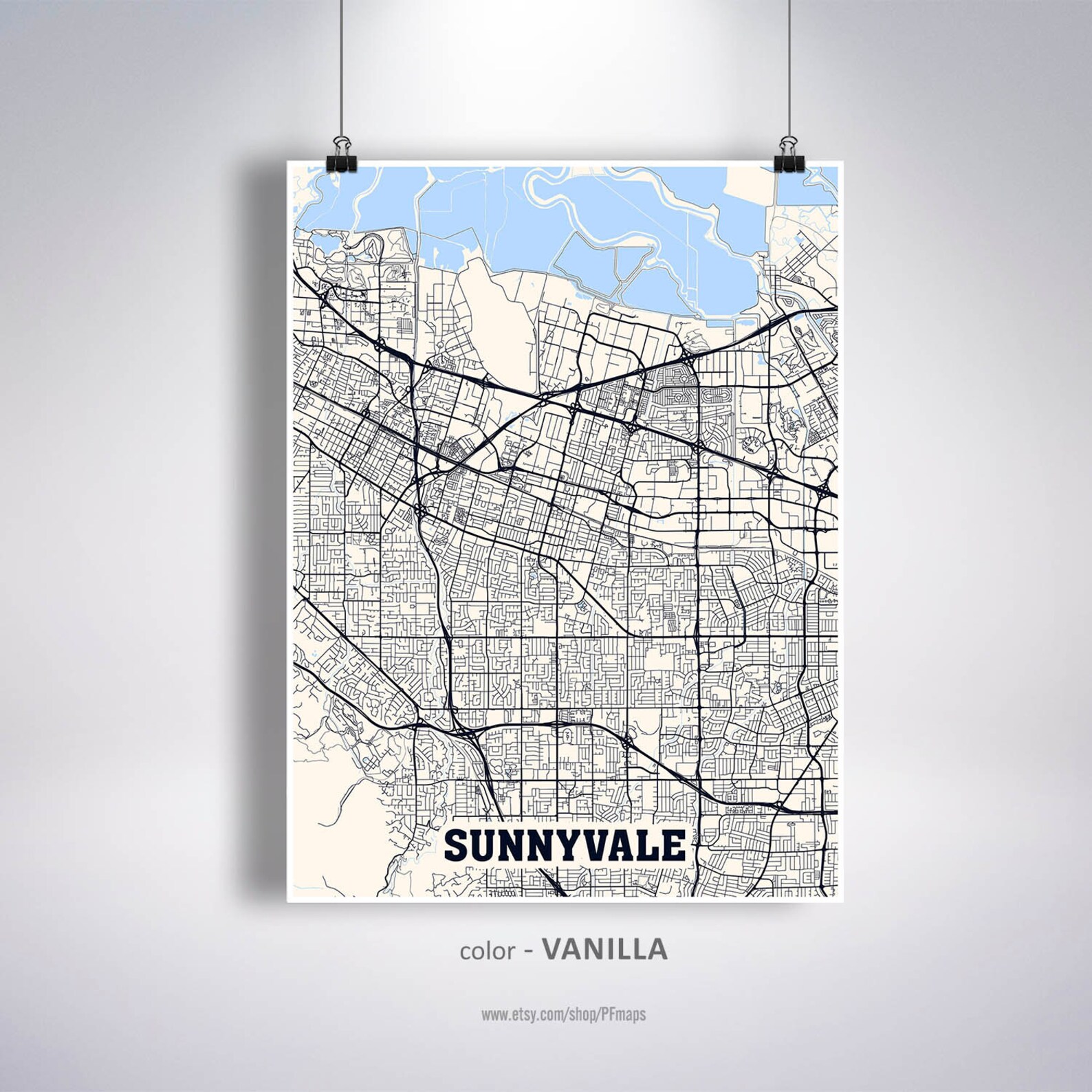 Sunnyvale Map Print Sunnyvale City Map California CA USA Map  Etsy