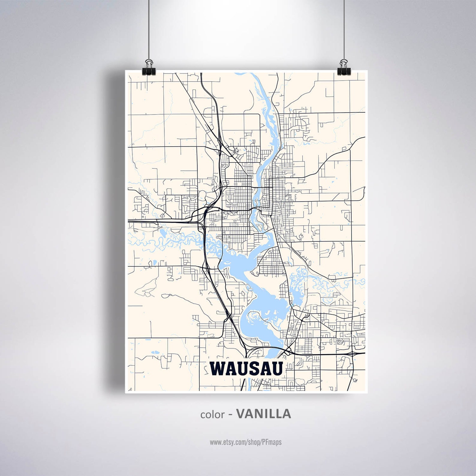 Wausau Map Print Wausau City Map Wisconsin WI USA Map  Etsy
