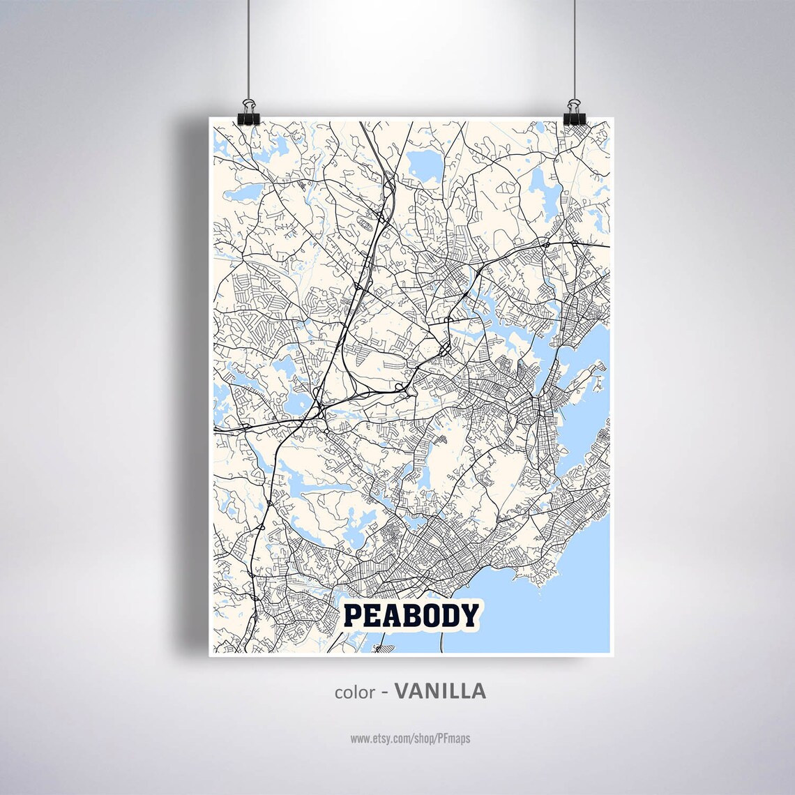 Peabody Map Print Peabody City Map Massachusetts MA USA Map Etsy