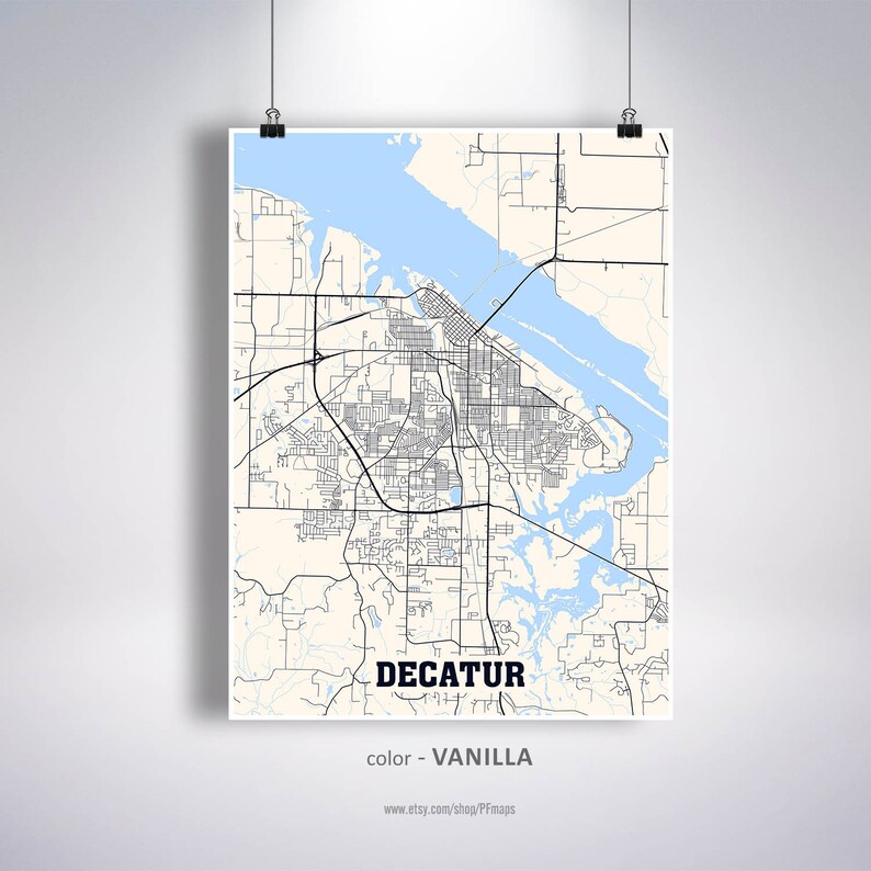 Decatur Map Print Decatur City Map Alabama AL USA Map Etsy