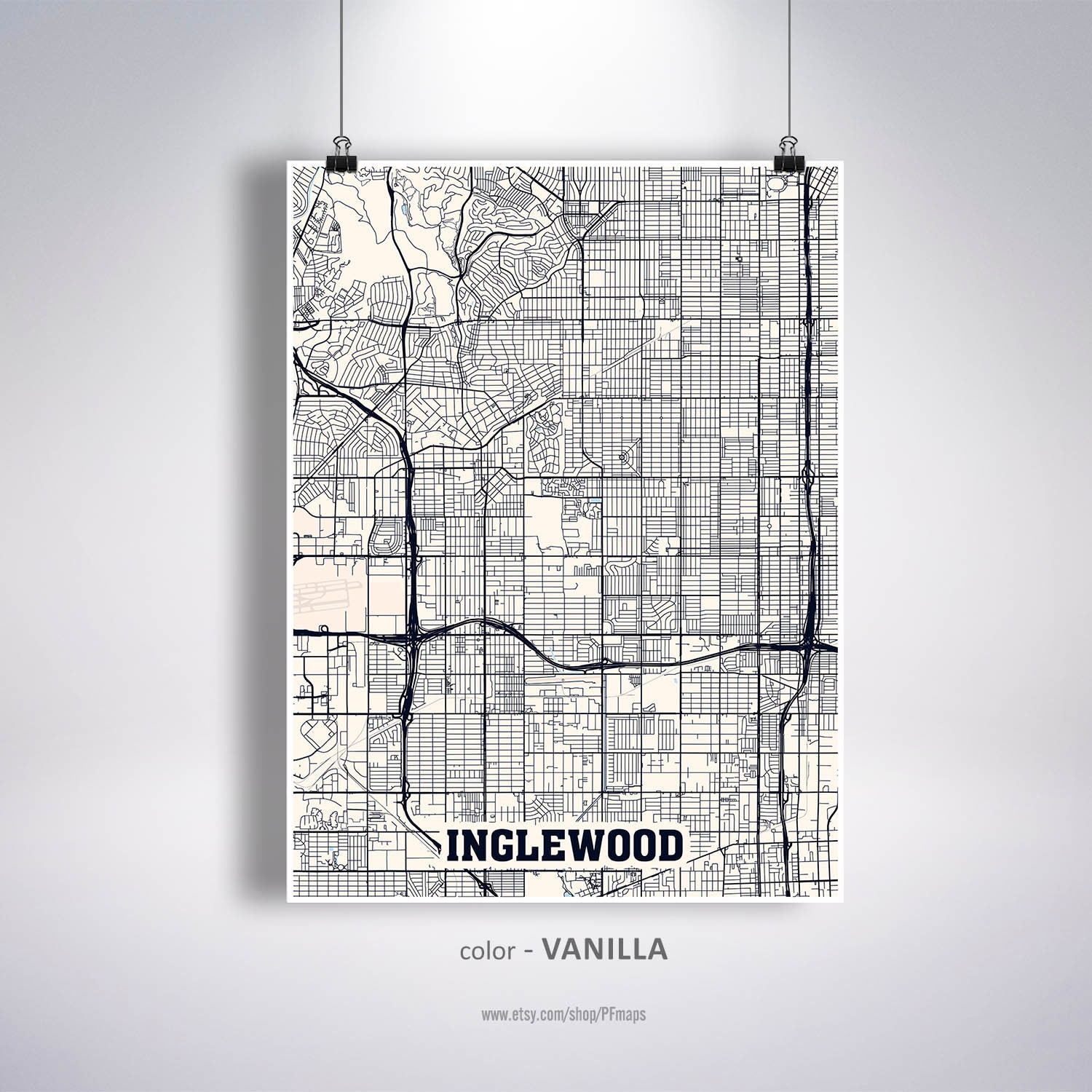 Inglewood Map Print Inglewood City Map California CA USA Map Etsy