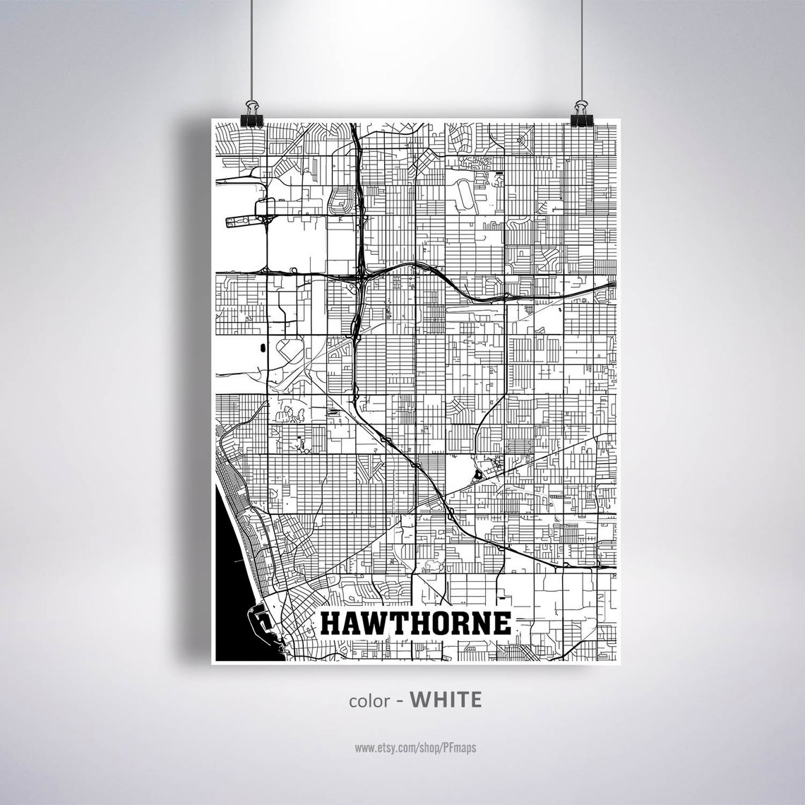 Hawthorne Map Print Hawthorne City Map California CA USA Map | Etsy