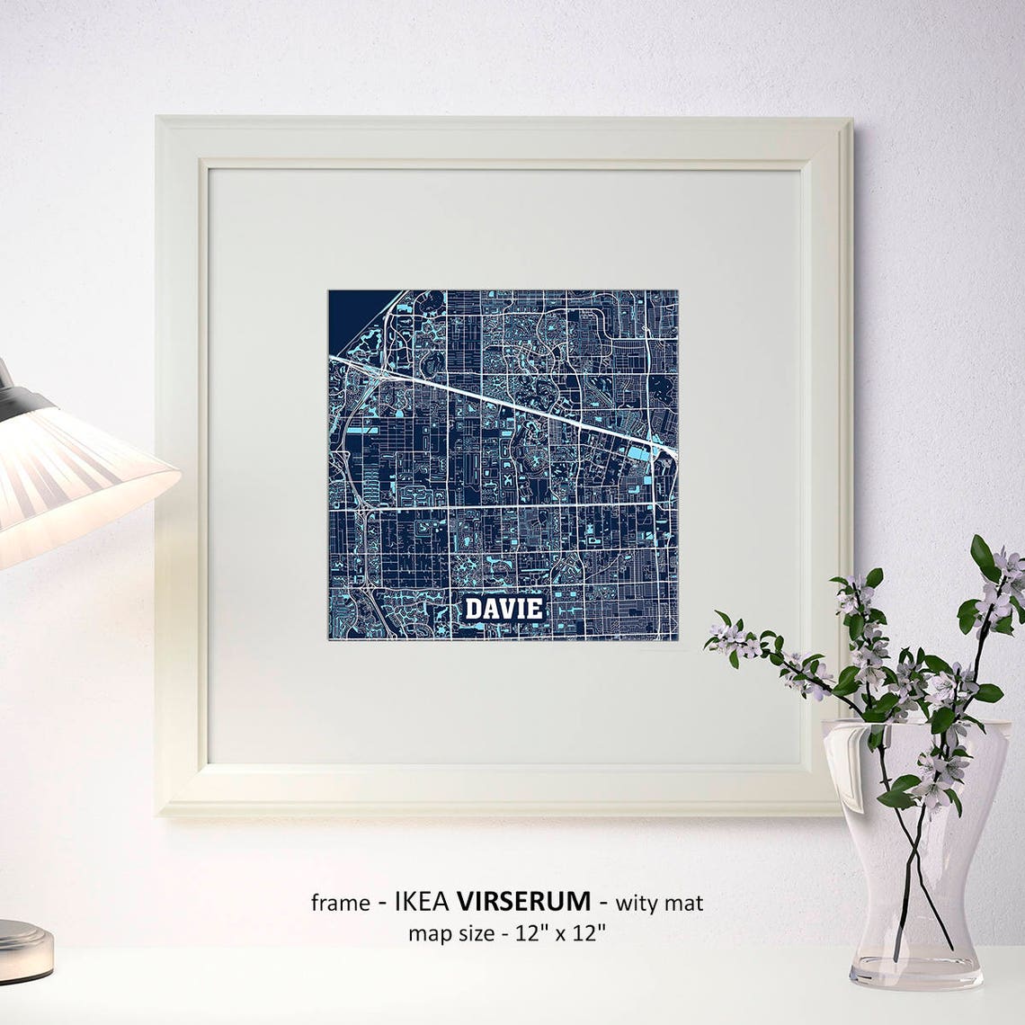 Davie Florida Map Print Davie Square Map Poster Davie Wall | Etsy