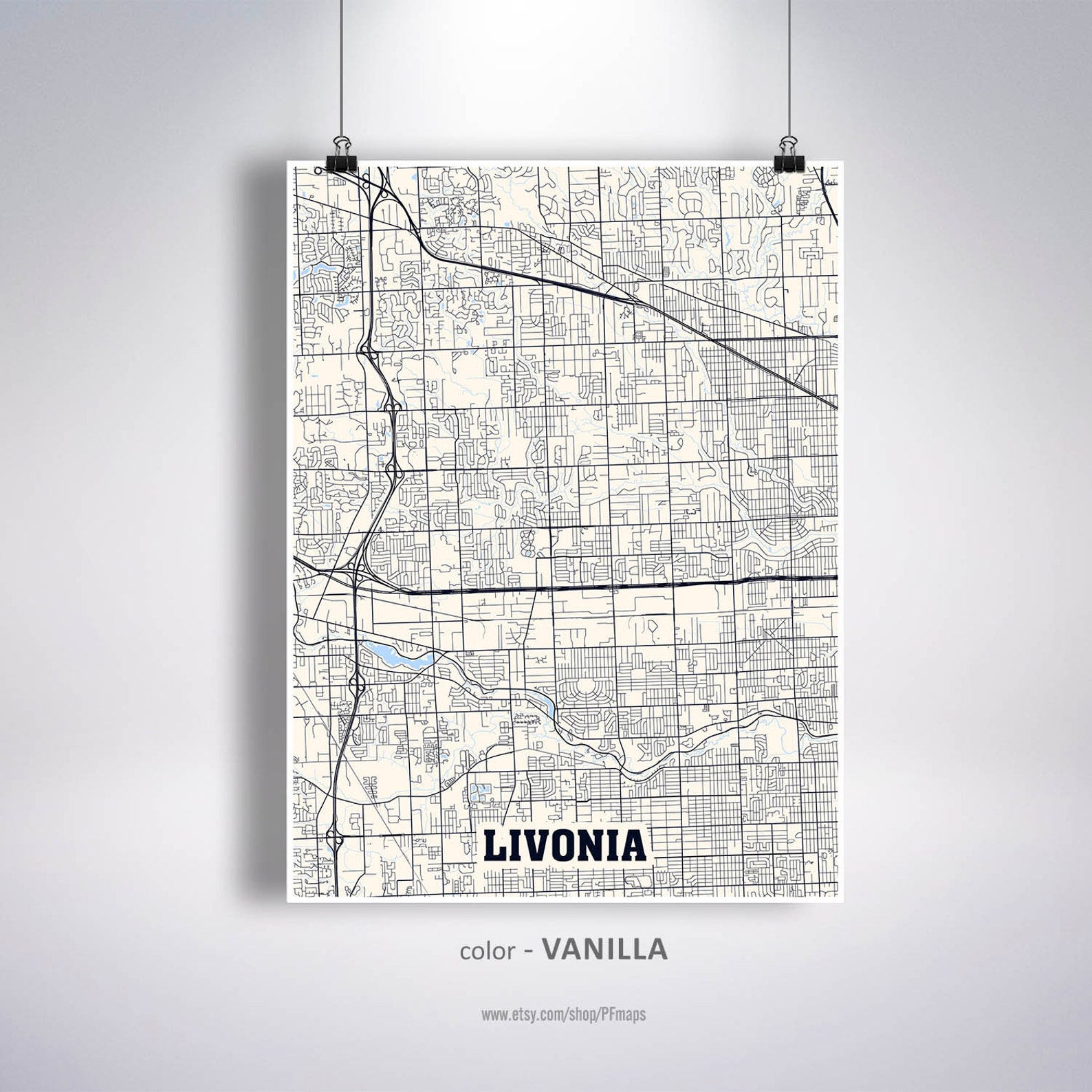 Livonia Map Print Livonia City Map Michigan MI USA Map Etsy