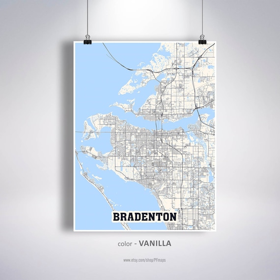 City Of Bradenton Map Bradenton Map Print Bradenton City Map Florida Fl Usa Map | Etsy Uk