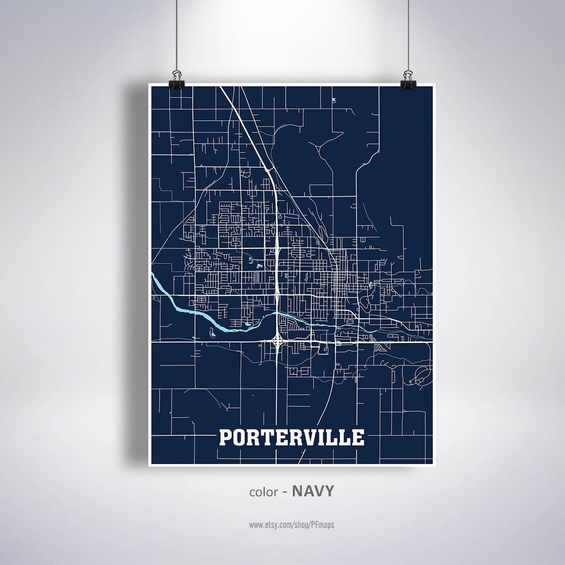 Porterville Map Print Porterville City Map California CA USA Etsy