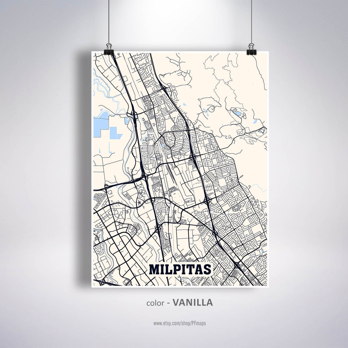 Milpitas Map Print Milpitas City Map California CA USA Map  Etsy