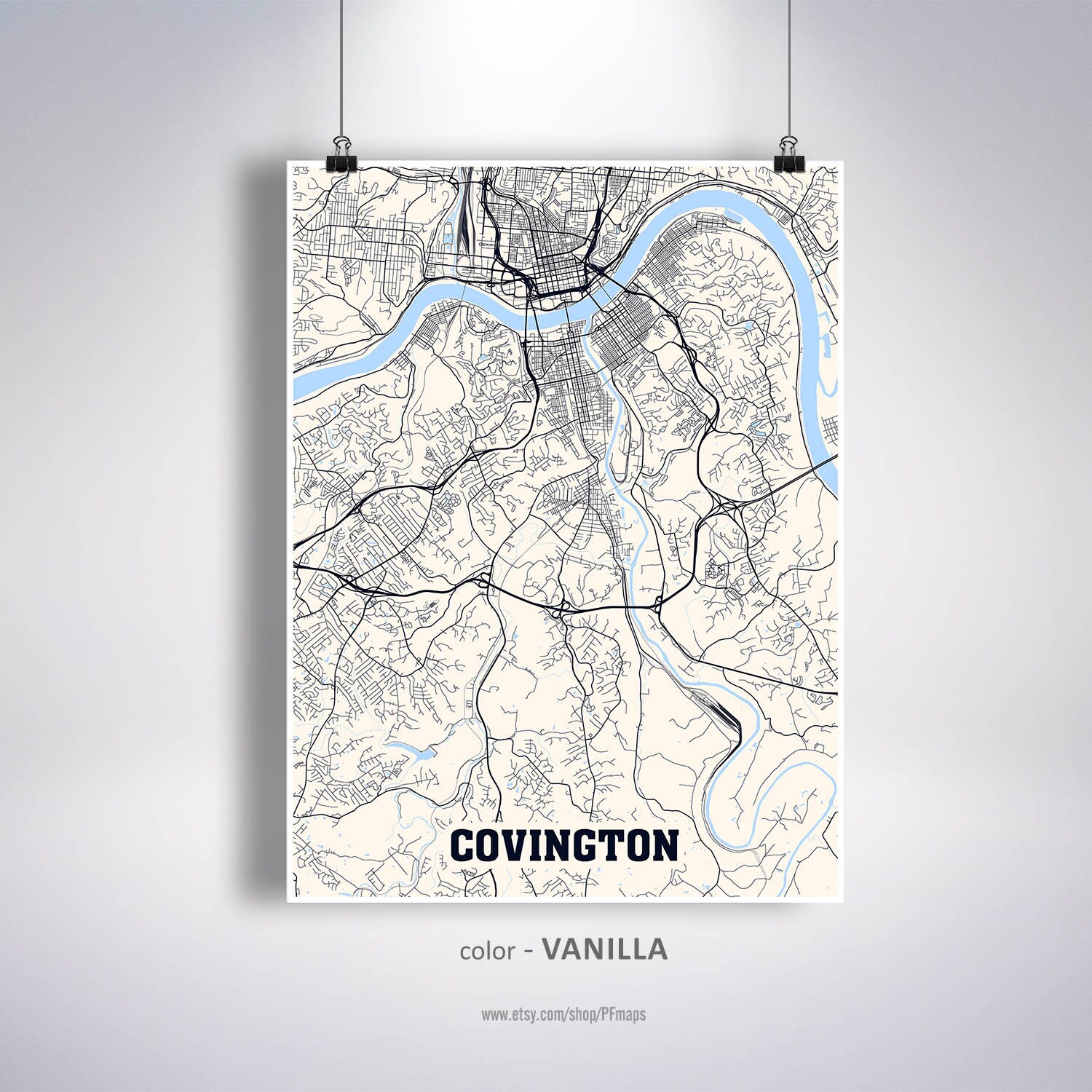 Covington Map Print Covington City Map Kentucky KY USA Map Etsy