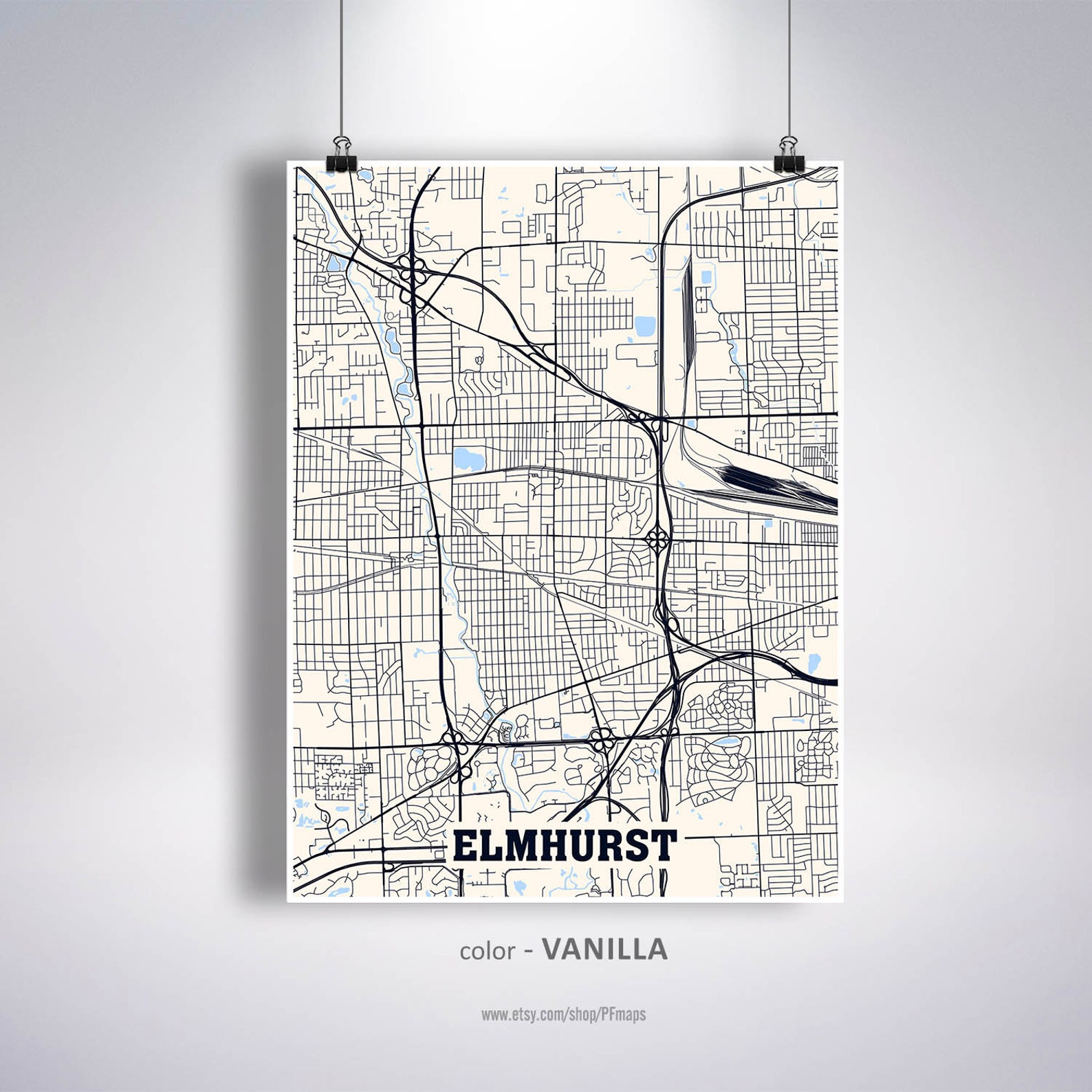 Elmhurst Map Print Elmhurst City Map Illinois IL USA Map Etsy