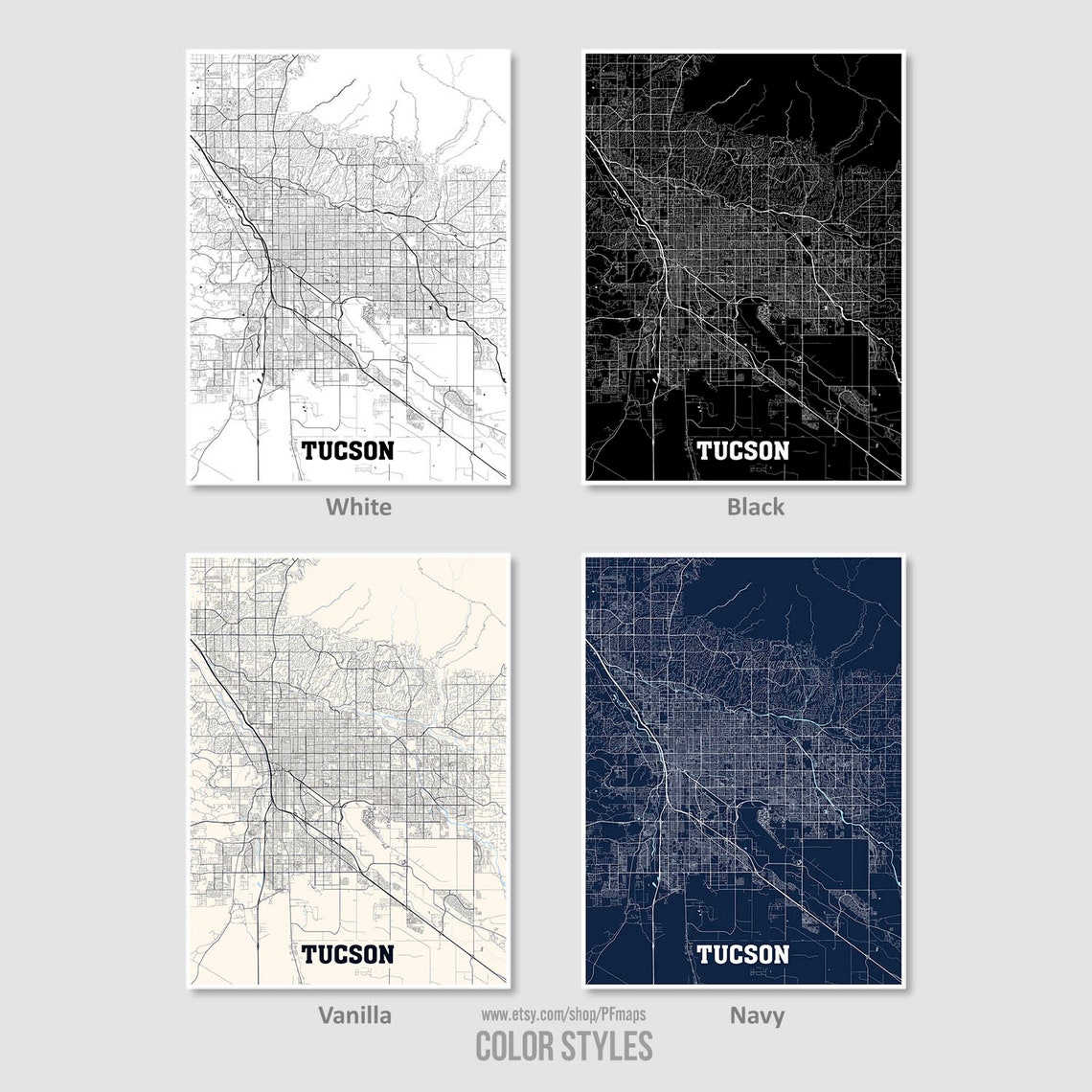 Tucson Map Print Tucson City Map Arizona AZ USA Map Poster | Etsy