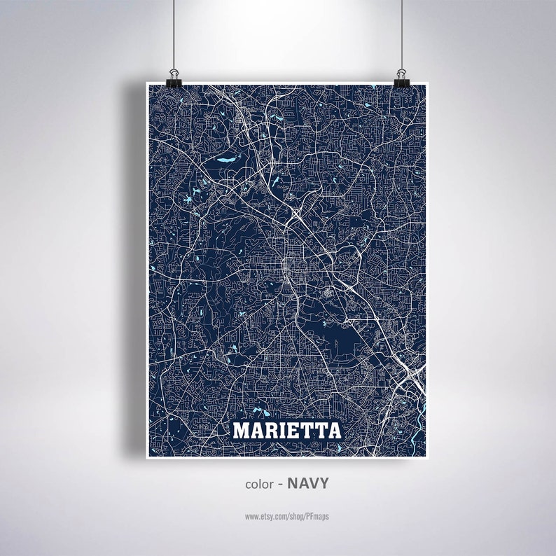 Marietta Map Print Marietta City Map Georgia GA USA Map | Etsy