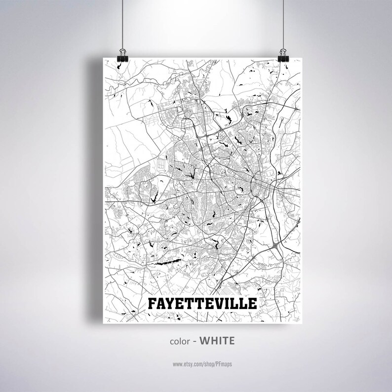 Fayetteville Map Print Fayetteville City Map North Carolina Etsy