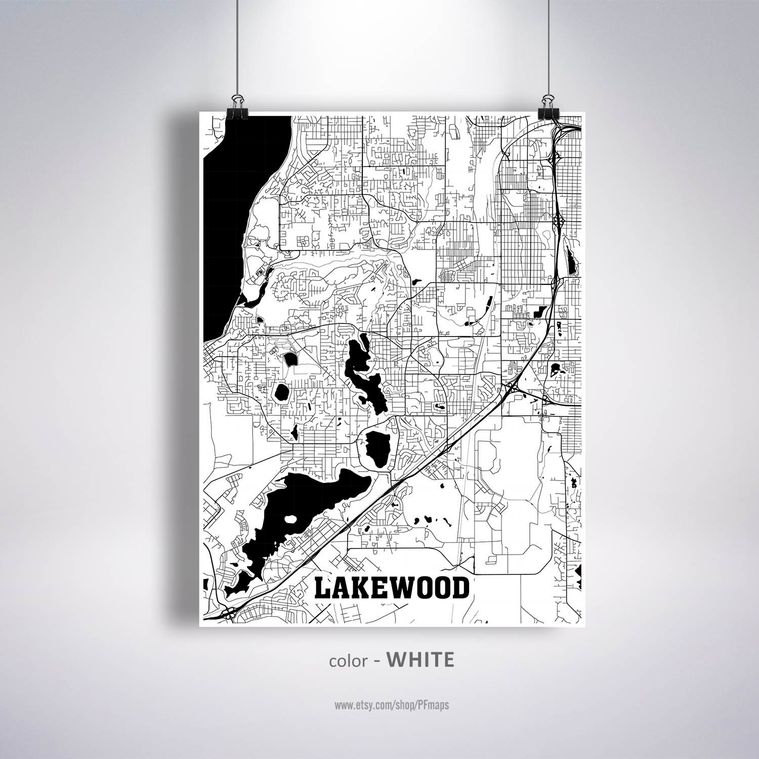 Lakewood Map Print Lakewood City Map Washington WA USA Map Etsy