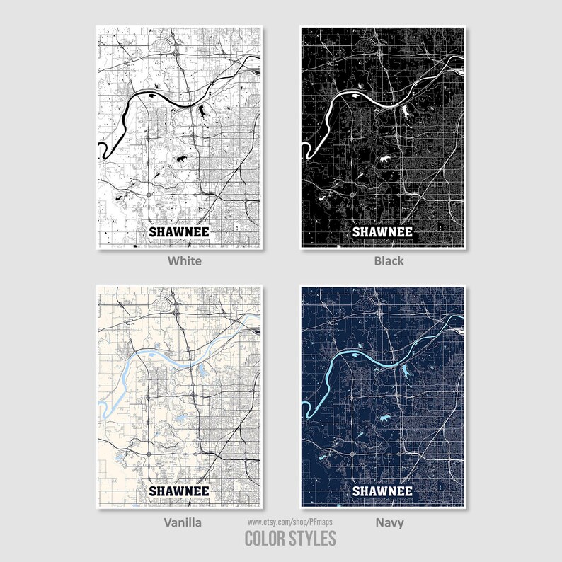 Shawnee Map Print Shawnee City Map Kansas KS USA Map Poster | Etsy