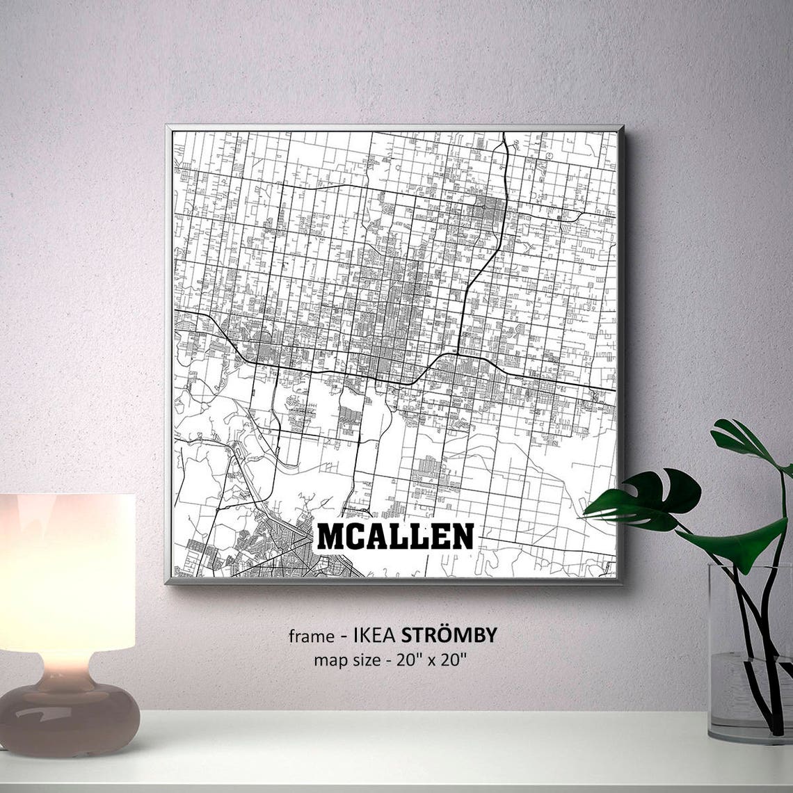 McAllen Texas Map Print McAllen Square Map Poster McAllen | Etsy