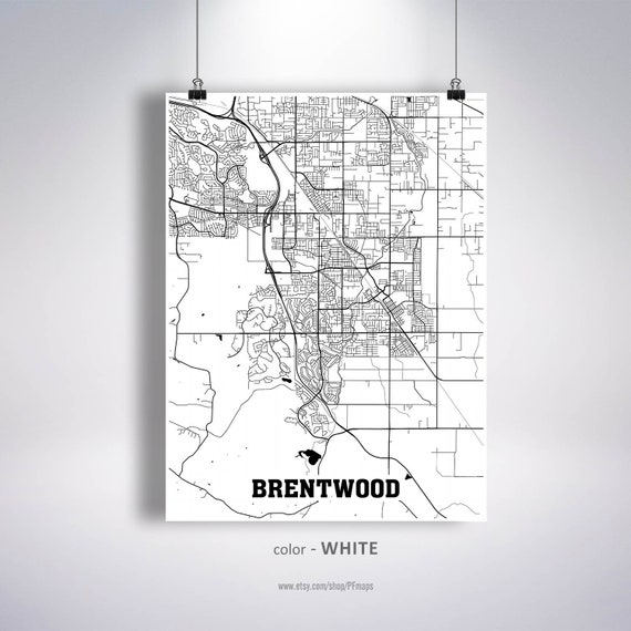Map Of Brentwood Ca Brentwood Map Print Brentwood City Map California Ca Usa Map | Etsy  Australia