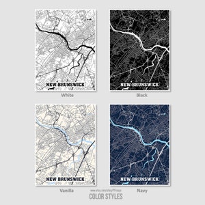 New Brunswick Map Print New Brunswick City Map New Jersey NJ - Etsy