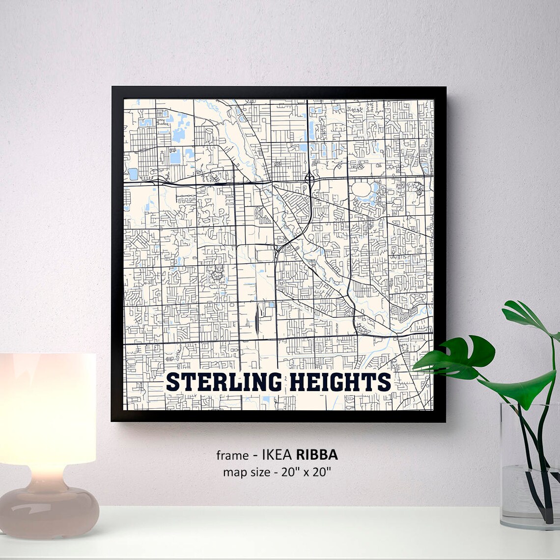 Sterling Heights Michigan Map Print Sterling Heights Square Etsy