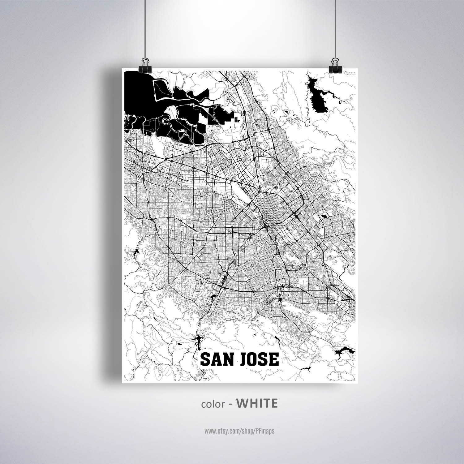 San Jose Map Print San Jose City Map California CA USA Map | Etsy