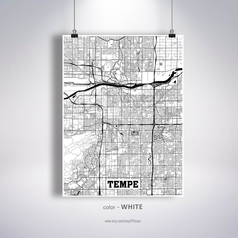 Tempe Map Print Tempe City Map Arizona AZ USA Map Poster | Etsy