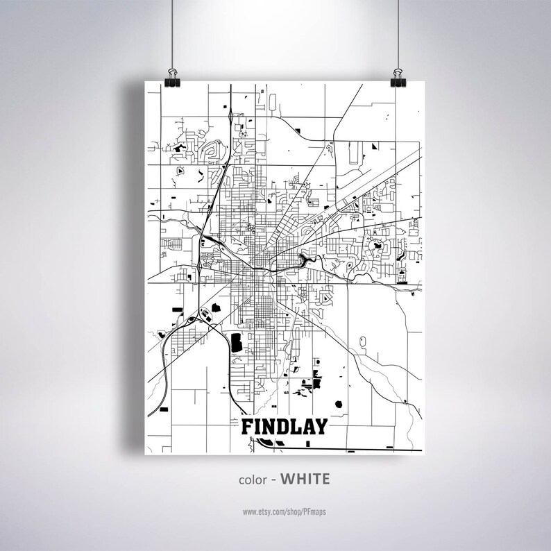Findlay Map Print Findlay City Map Ohio OH USA Map Poster Etsy India