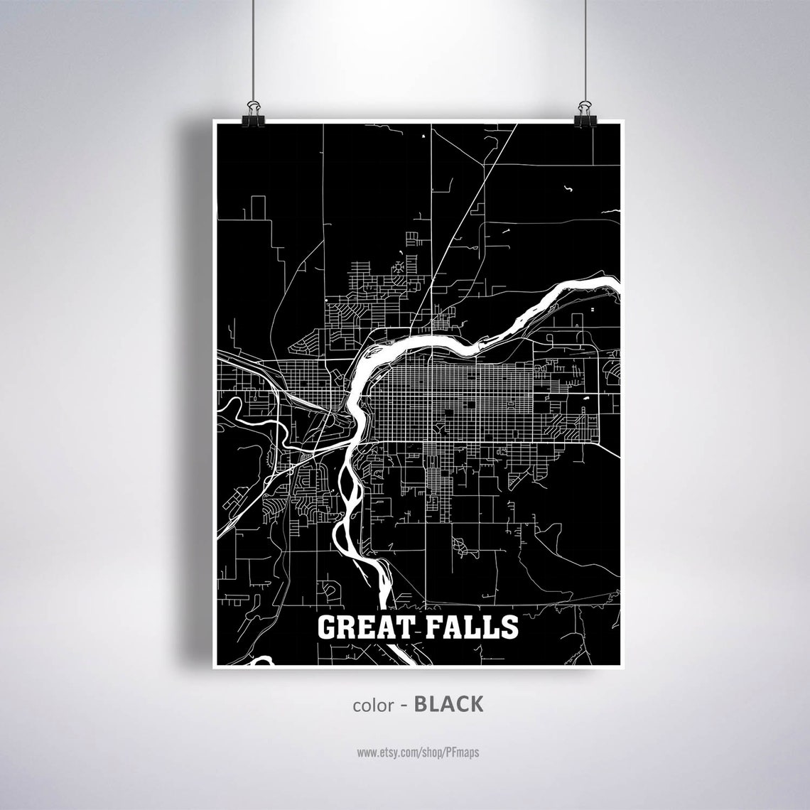 Great Falls Map Print Great Falls City Map Montana MT USA | Etsy
