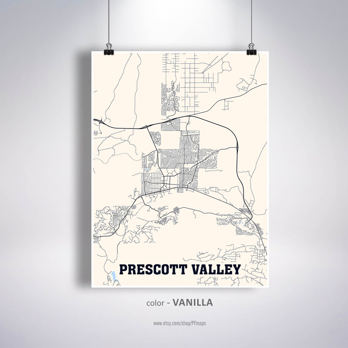 Prescott Valley Map Print Prescott Valley City Map Arizona Etsy