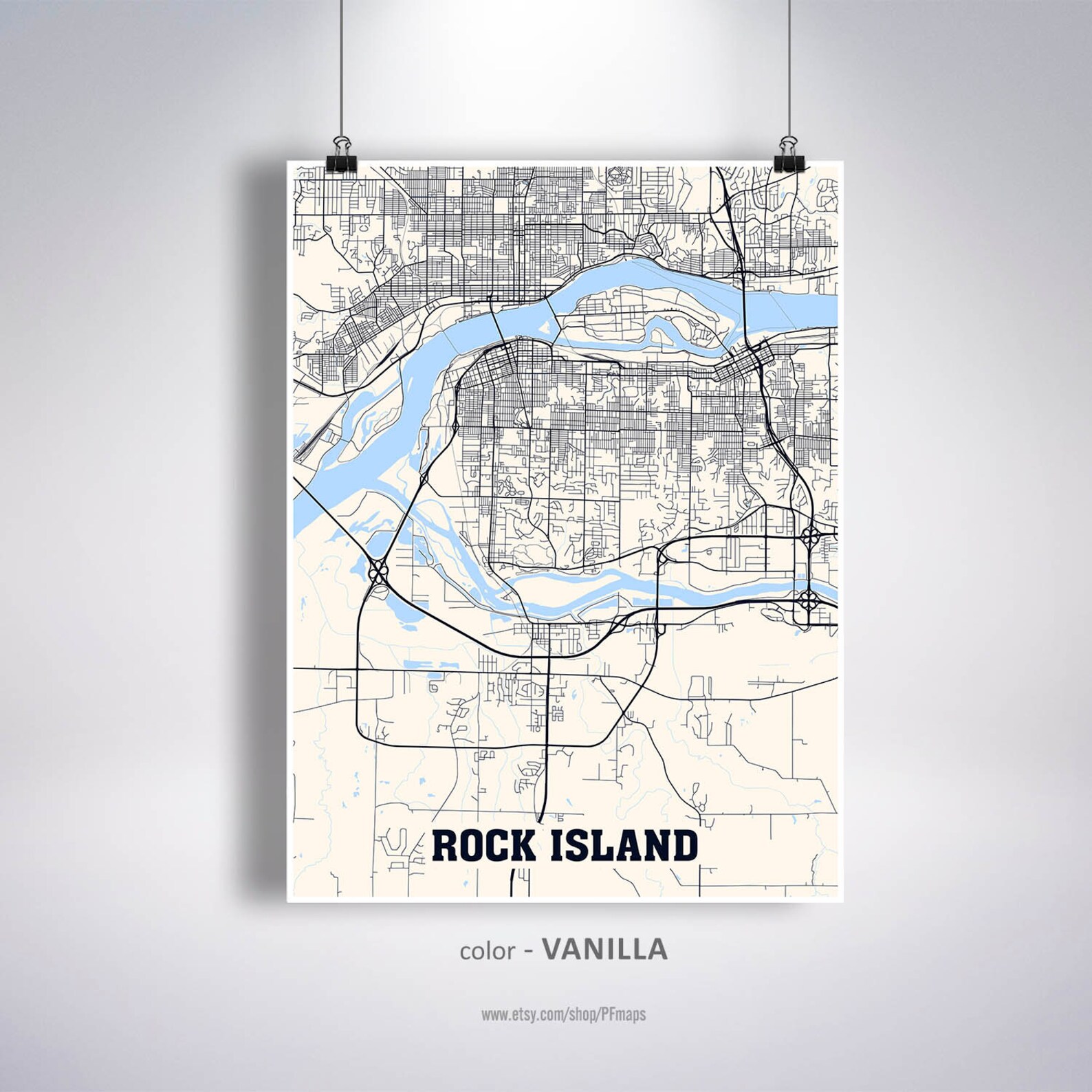 Rock Island City Map - Etsy