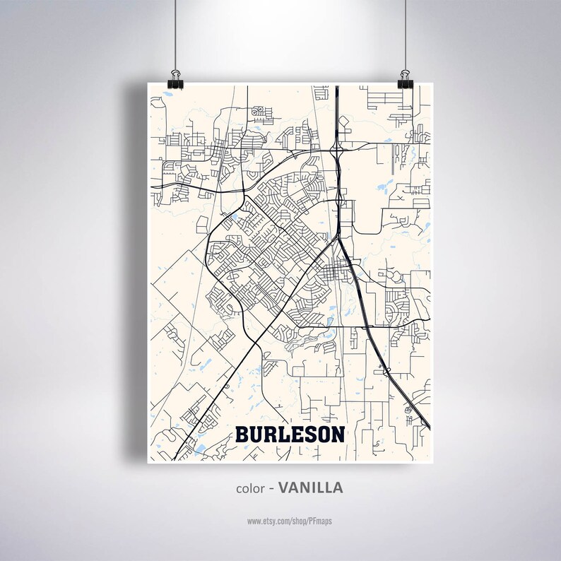 Burleson Map Print Burleson City Map Texas TX USA Map Etsy