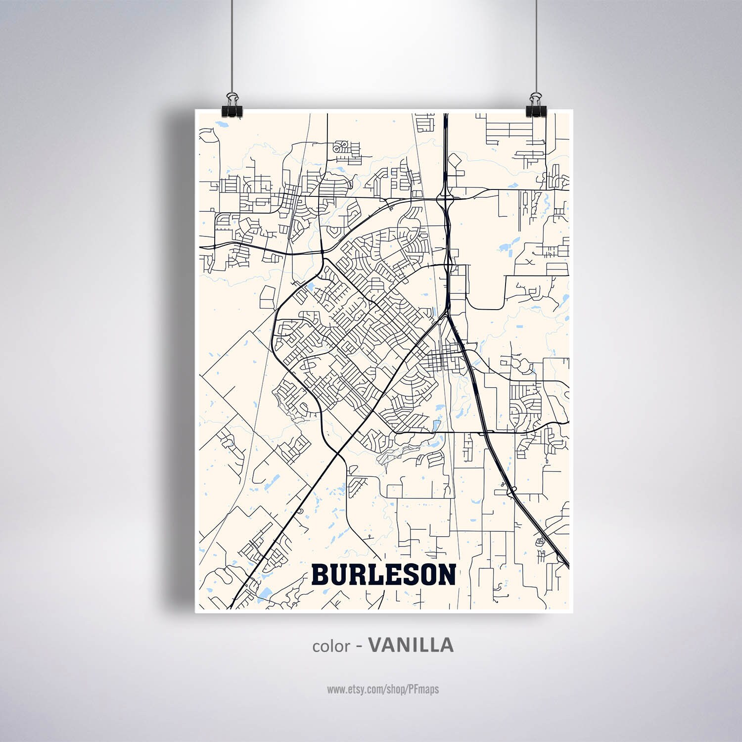 Burleson Map Print Burleson City Map Texas TX USA Map  Etsy