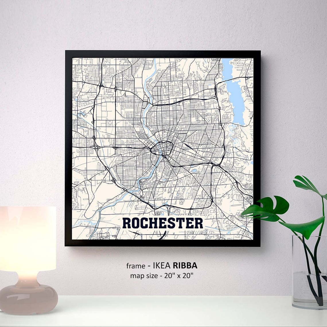 Rochester New York Map Print Rochester Map Wall Art | Etsy