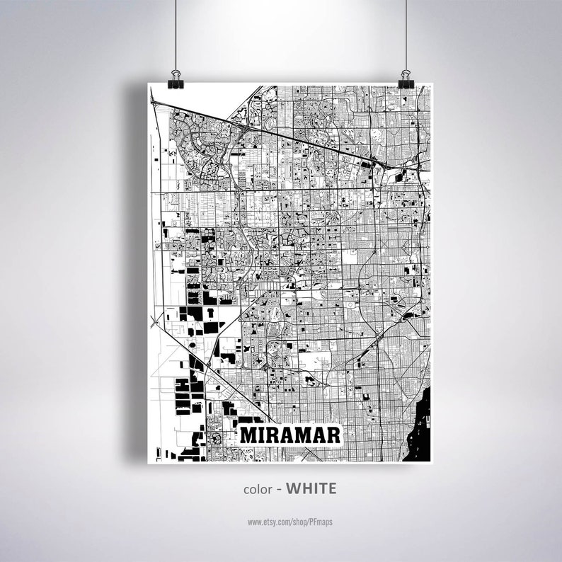 Miramar Map Print Miramar City Map Florida FL USA Map Etsy Ireland