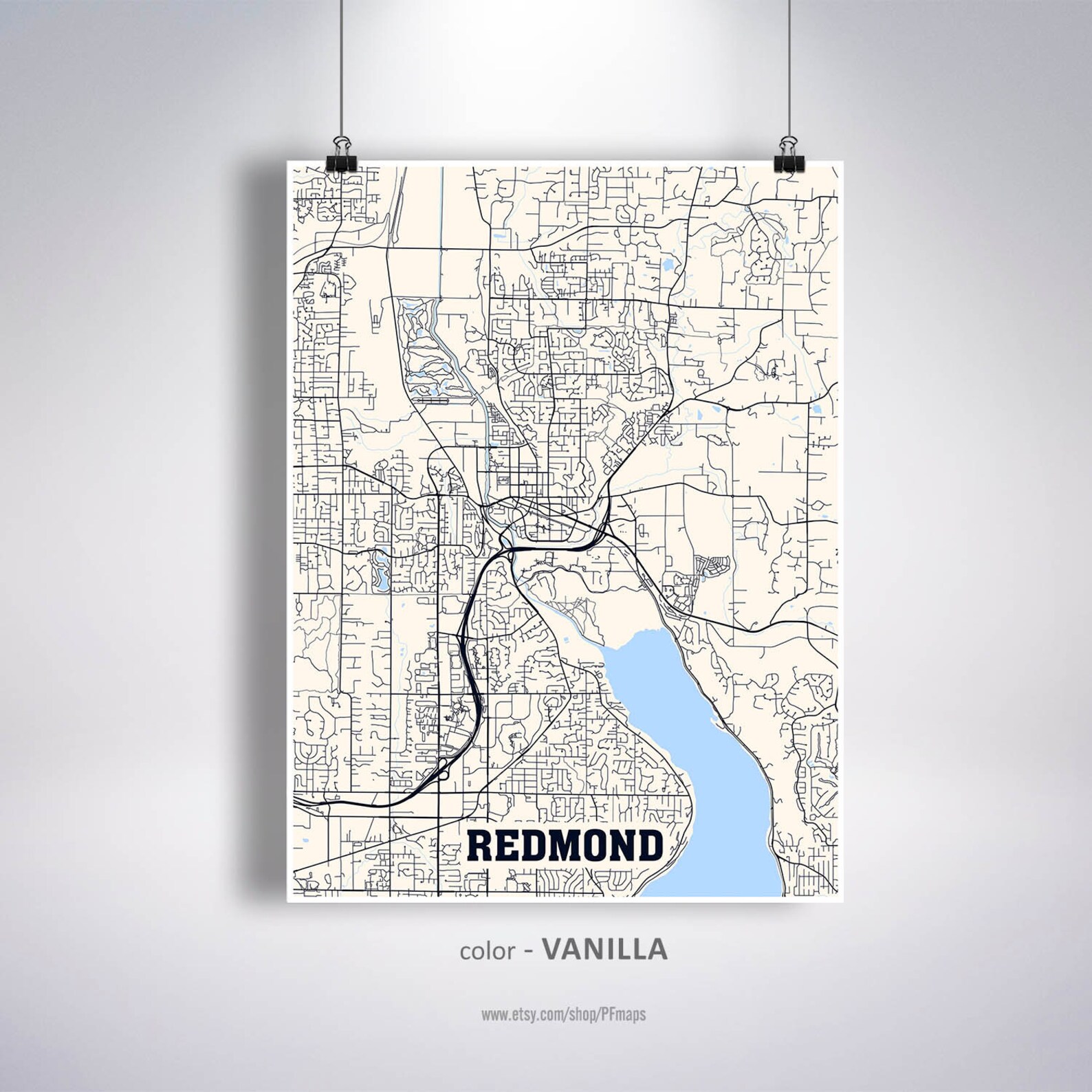 Redmond Map Print Redmond City Map Washington WA USA Map  Etsy