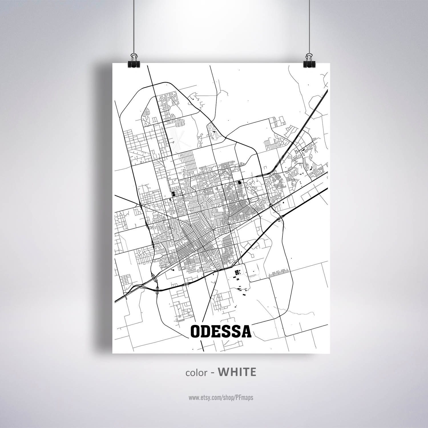 Odessa Map Print Odessa City Map Texas TX USA Map Poster | Etsy