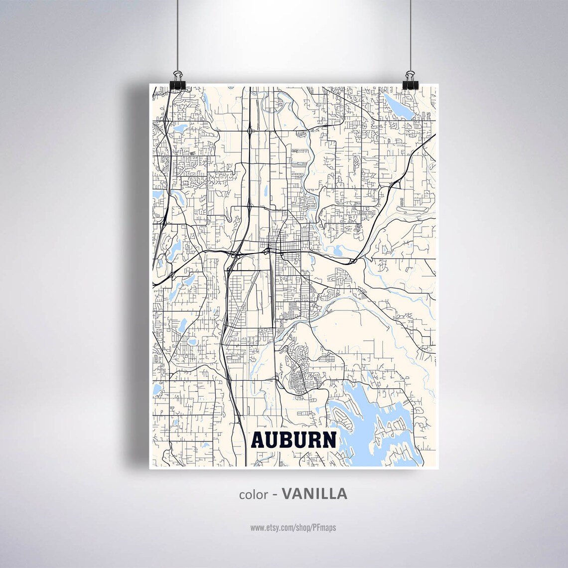 Auburn Map Print Auburn City Map Washington WA USA Map | Etsy